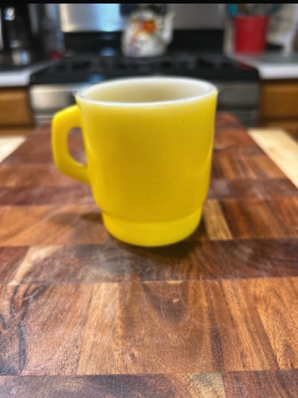 Vintage anchor hocking milk glass Bright Yellow Ceramic Coffee Mug